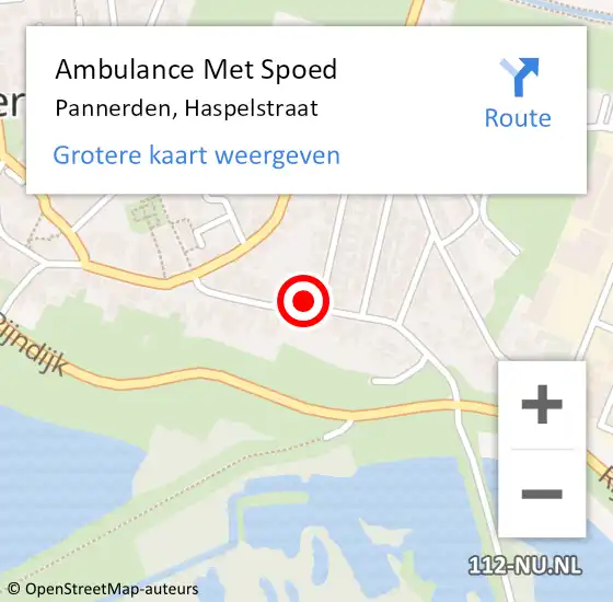 Locatie op kaart van de 112 melding: Ambulance Met Spoed Naar Pannerden, Haspelstraat op 31 juli 2022 03:37