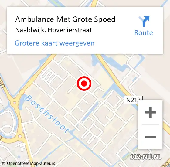 Locatie op kaart van de 112 melding: Ambulance Met Grote Spoed Naar Naaldwijk, Hovenierstraat op 31 juli 2022 03:51