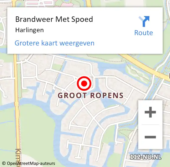 Locatie op kaart van de 112 melding: Brandweer Met Spoed Naar Harlingen op 31 juli 2022 04:54