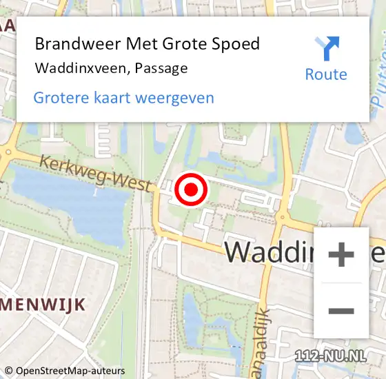 Locatie op kaart van de 112 melding: Brandweer Met Grote Spoed Naar Waddinxveen, Passage op 31 juli 2022 05:10