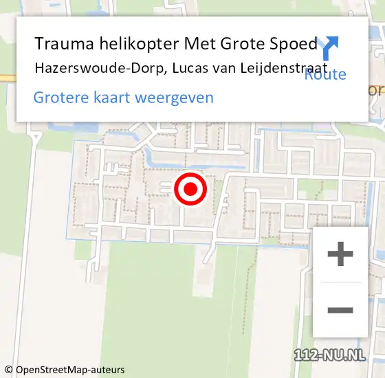 Locatie op kaart van de 112 melding: Trauma helikopter Met Grote Spoed Naar Hazerswoude-Dorp, Lucas van Leijdenstraat op 31 juli 2022 05:28