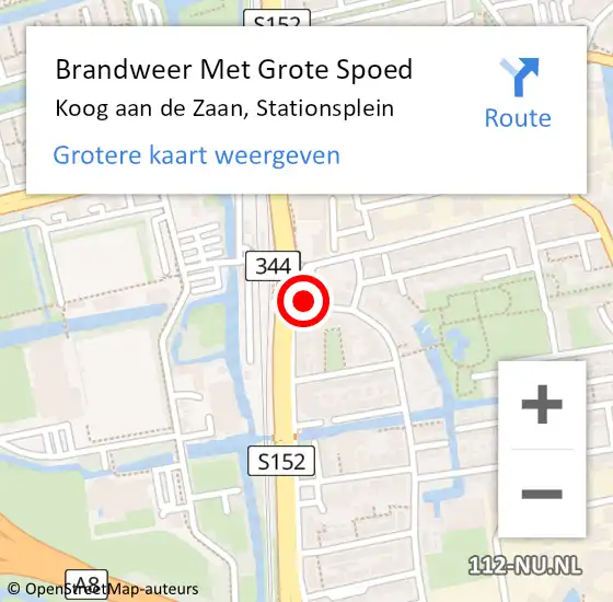 Locatie op kaart van de 112 melding: Brandweer Met Grote Spoed Naar Koog aan de Zaan, Stationsplein op 31 juli 2022 06:30