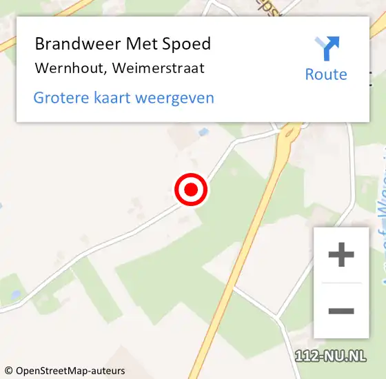 Locatie op kaart van de 112 melding: Brandweer Met Spoed Naar Wernhout, Weimerstraat op 31 juli 2022 06:54