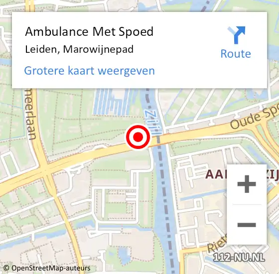 Locatie op kaart van de 112 melding: Ambulance Met Spoed Naar Leiden, Marowijnepad op 31 juli 2022 07:09