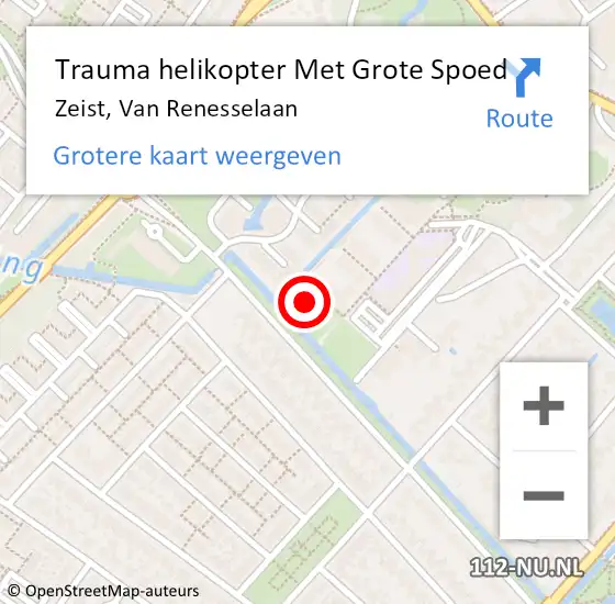 Locatie op kaart van de 112 melding: Trauma helikopter Met Grote Spoed Naar Zeist, Van Renesselaan op 31 juli 2022 08:48