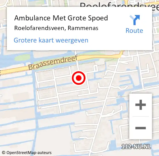 Locatie op kaart van de 112 melding: Ambulance Met Grote Spoed Naar Roelofarendsveen, Rammenas op 31 juli 2022 08:51