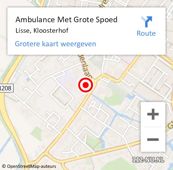 Locatie op kaart van de 112 melding: Ambulance Met Grote Spoed Naar Lisse, Kloosterhof op 31 juli 2022 09:18