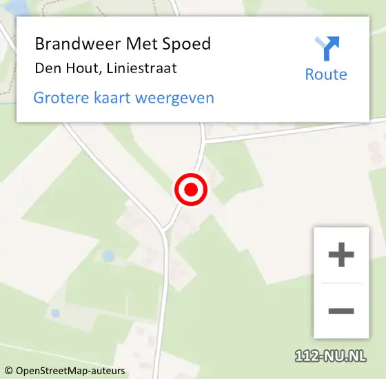 Locatie op kaart van de 112 melding: Brandweer Met Spoed Naar Den Hout, Liniestraat op 31 juli 2022 10:11