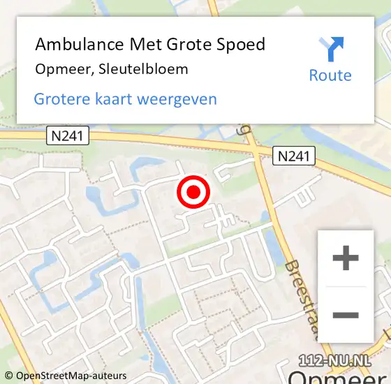 Locatie op kaart van de 112 melding: Ambulance Met Grote Spoed Naar Opmeer, Sleutelbloem op 31 juli 2022 10:33