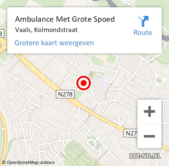 Locatie op kaart van de 112 melding: Ambulance Met Grote Spoed Naar Vaals, Kolmondstraat op 24 juli 2014 21:11