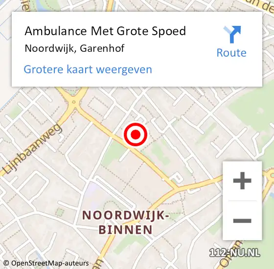 Locatie op kaart van de 112 melding: Ambulance Met Grote Spoed Naar Noordwijk, Garenhof op 31 juli 2022 10:51