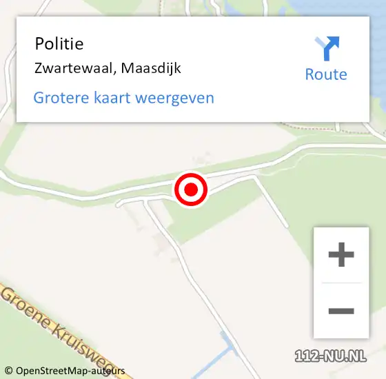 Locatie op kaart van de 112 melding: Politie Zwartewaal, Maasdijk op 31 juli 2022 10:53
