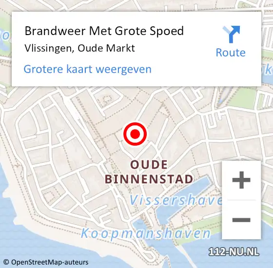 Locatie op kaart van de 112 melding: Brandweer Met Grote Spoed Naar Vlissingen, Oude Markt op 31 juli 2022 11:31