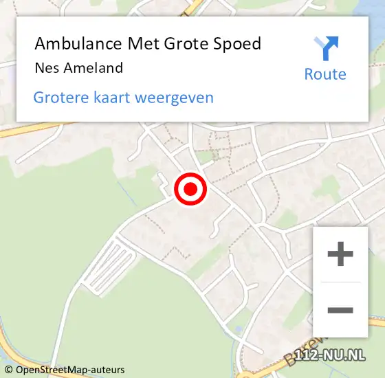 Locatie op kaart van de 112 melding: Ambulance Met Grote Spoed Naar Nes Ameland op 24 juli 2014 21:19