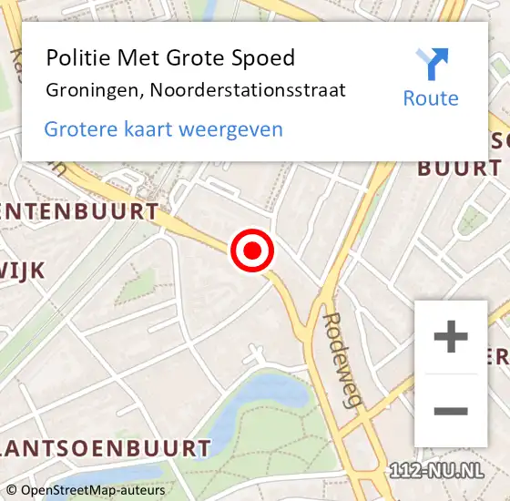 Locatie op kaart van de 112 melding: Politie Met Grote Spoed Naar Groningen, Noorderstationsstraat op 31 juli 2022 12:40