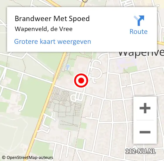 Locatie op kaart van de 112 melding: Brandweer Met Spoed Naar Wapenveld, de Vree op 31 juli 2022 12:53