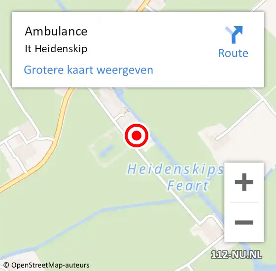 Locatie op kaart van de 112 melding: Ambulance It Heidenskip op 24 juli 2014 21:23