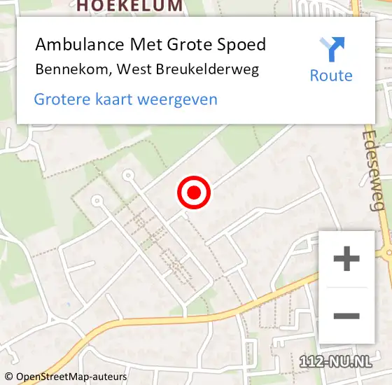 Locatie op kaart van de 112 melding: Ambulance Met Grote Spoed Naar Bennekom, West Breukelderweg op 31 juli 2022 13:06