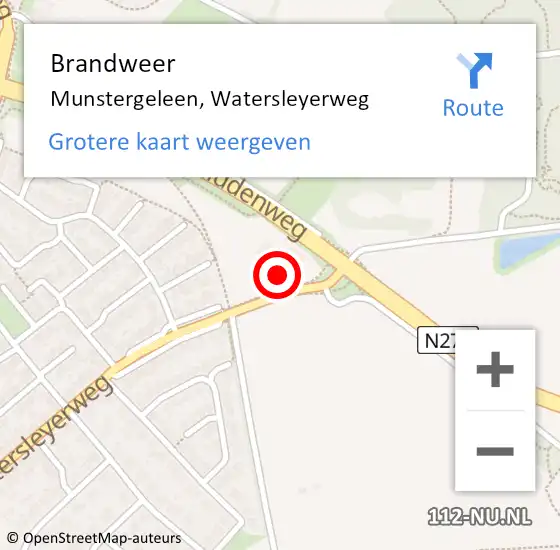 Locatie op kaart van de 112 melding: Brandweer Munstergeleen, Watersleyerweg op 24 juli 2014 21:26