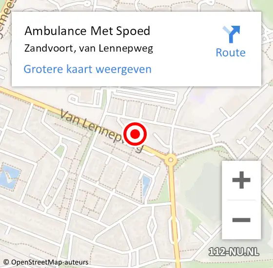 Locatie op kaart van de 112 melding: Ambulance Met Spoed Naar Zandvoort, van Lennepweg op 31 juli 2022 13:36