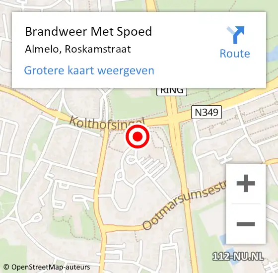 Locatie op kaart van de 112 melding: Brandweer Met Spoed Naar Almelo, Roskamstraat op 31 juli 2022 13:39