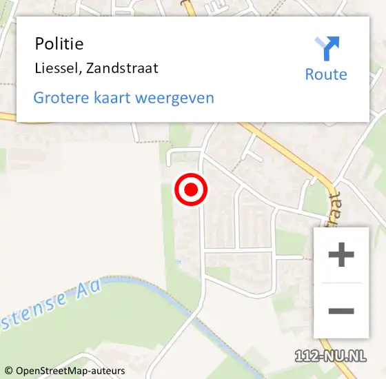 Locatie op kaart van de 112 melding: Politie Liessel, Zandstraat op 31 juli 2022 13:53