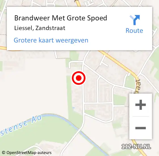 Locatie op kaart van de 112 melding: Brandweer Met Grote Spoed Naar Liessel, Zandstraat op 31 juli 2022 13:54