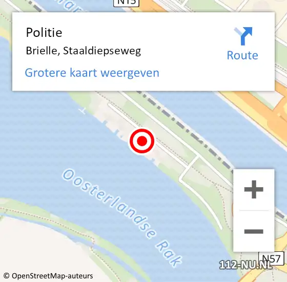 Locatie op kaart van de 112 melding: Politie Brielle, Staaldiepseweg op 31 juli 2022 13:56