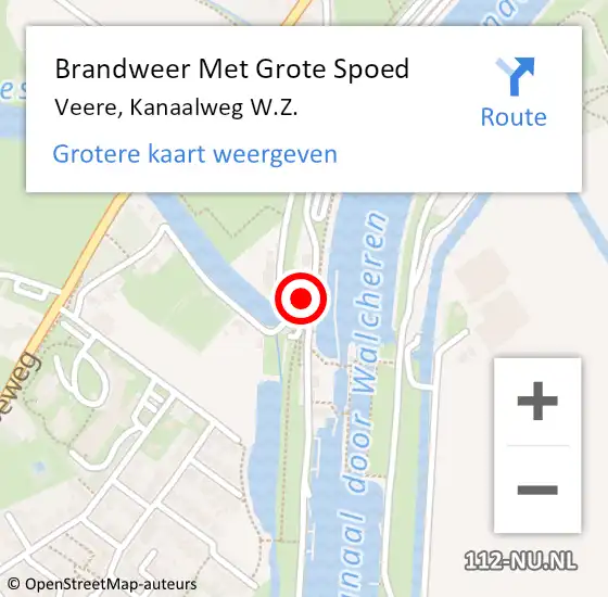 Locatie op kaart van de 112 melding: Brandweer Met Grote Spoed Naar Veere, Kanaalweg W.Z. op 31 juli 2022 14:53