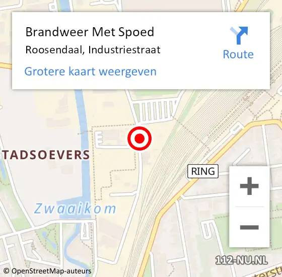 Locatie op kaart van de 112 melding: Brandweer Met Spoed Naar Roosendaal, Industriestraat op 31 juli 2022 14:56