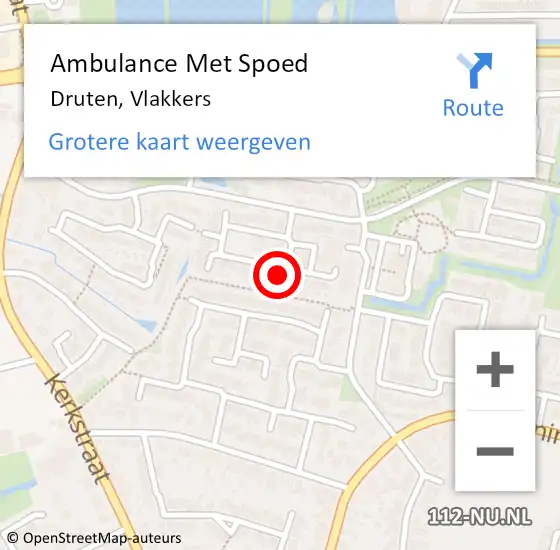 Locatie op kaart van de 112 melding: Ambulance Met Spoed Naar Druten, Vlakkers op 31 juli 2022 15:30