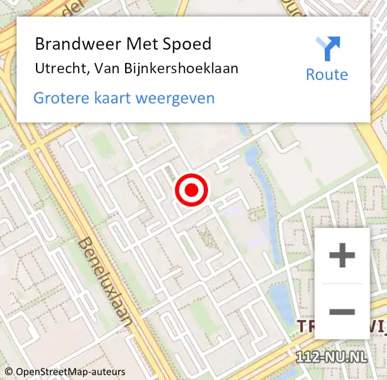 Locatie op kaart van de 112 melding: Brandweer Met Spoed Naar Utrecht, Van Bijnkershoeklaan op 31 juli 2022 15:34