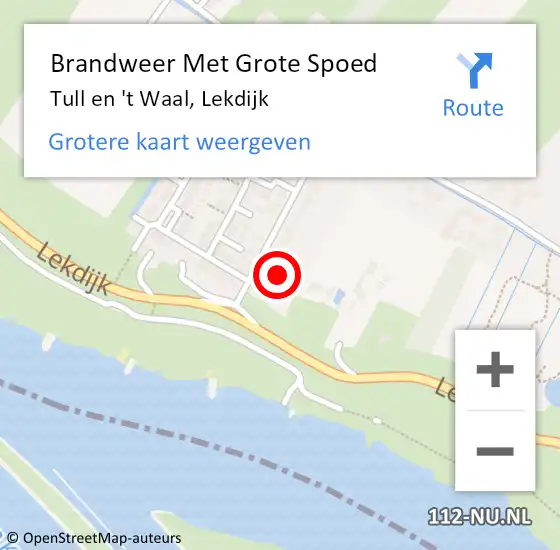 Locatie op kaart van de 112 melding: Brandweer Met Grote Spoed Naar Tull en 't Waal, Lekdijk op 31 juli 2022 16:24