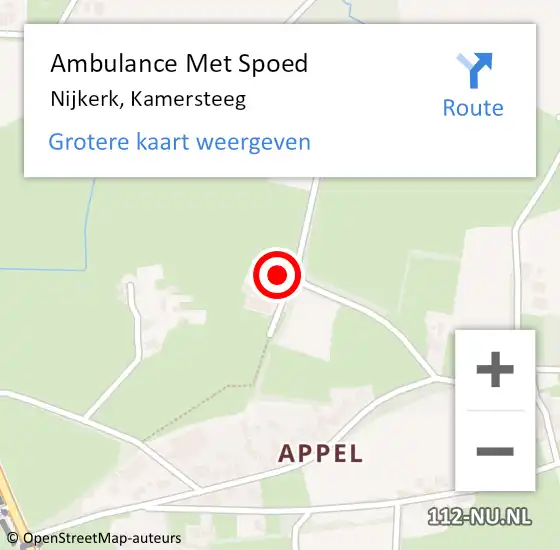 Locatie op kaart van de 112 melding: Ambulance Met Spoed Naar Nijkerk, Kamersteeg op 31 juli 2022 16:39