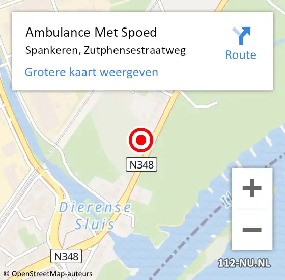 Locatie op kaart van de 112 melding: Ambulance Met Spoed Naar Spankeren, Zutphensestraatweg op 31 juli 2022 16:44