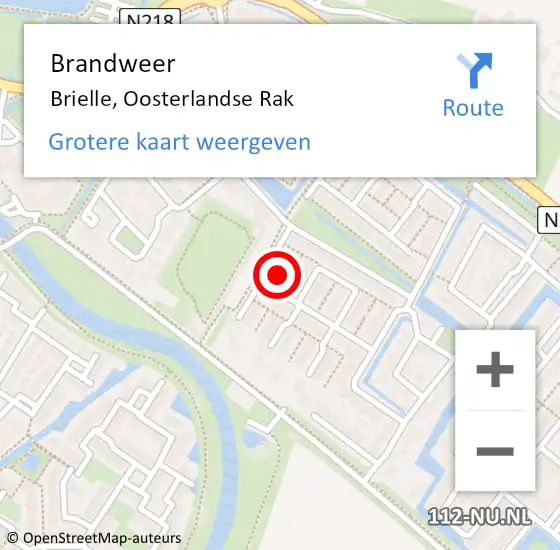 Locatie op kaart van de 112 melding: Brandweer Brielle, Oosterlandse Rak op 31 juli 2022 17:03