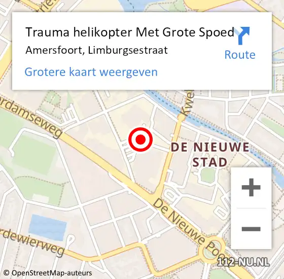 Locatie op kaart van de 112 melding: Trauma helikopter Met Grote Spoed Naar Amersfoort, Limburgsestraat op 31 juli 2022 17:13