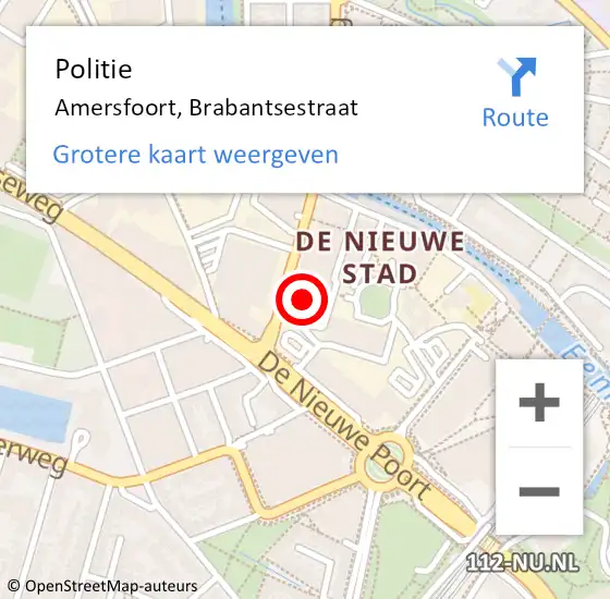 Locatie op kaart van de 112 melding: Politie Amersfoort, Brabantsestraat op 31 juli 2022 17:13