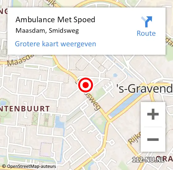 Locatie op kaart van de 112 melding: Ambulance Met Spoed Naar Maasdam, Smidsweg op 31 juli 2022 17:18