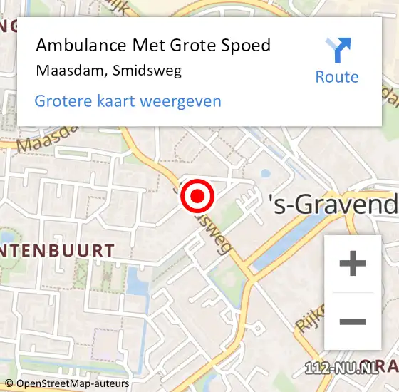 Locatie op kaart van de 112 melding: Ambulance Met Grote Spoed Naar Maasdam, Smidsweg op 31 juli 2022 17:19