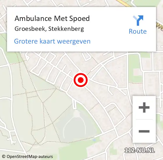 Locatie op kaart van de 112 melding: Ambulance Met Spoed Naar Groesbeek, Stekkenberg op 31 juli 2022 17:29
