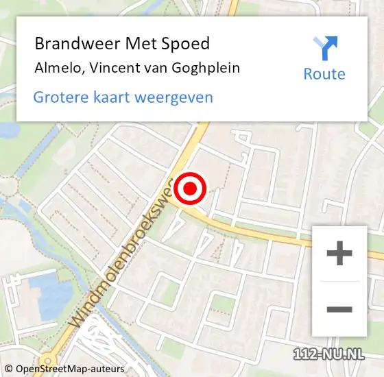 Locatie op kaart van de 112 melding: Brandweer Met Spoed Naar Almelo, Vincent van Goghplein op 31 juli 2022 17:31
