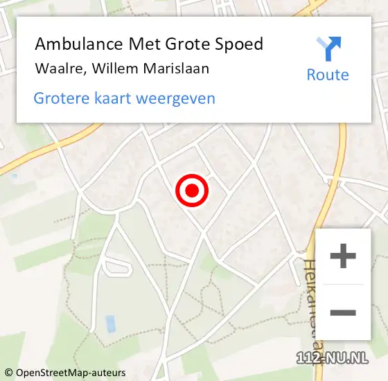 Locatie op kaart van de 112 melding: Ambulance Met Grote Spoed Naar Waalre, Willem Marislaan op 24 juli 2014 21:53