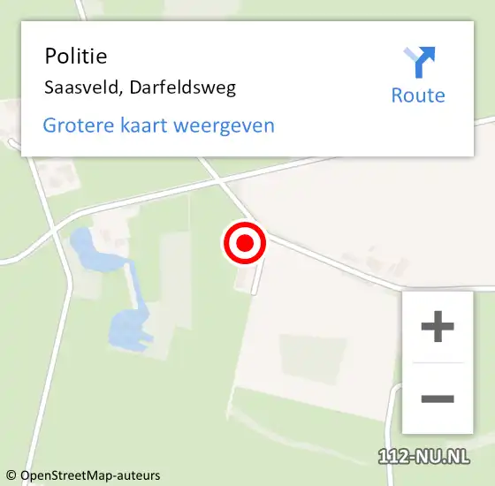 Locatie op kaart van de 112 melding: Politie Saasveld, Darfeldsweg op 31 juli 2022 17:48