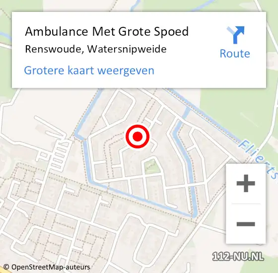 Locatie op kaart van de 112 melding: Ambulance Met Grote Spoed Naar Renswoude, Watersnipweide op 31 juli 2022 18:06