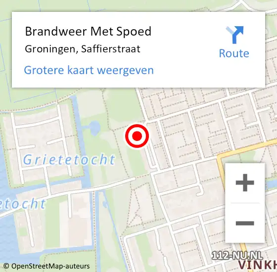 Locatie op kaart van de 112 melding: Brandweer Met Spoed Naar Groningen, Saffierstraat op 31 juli 2022 18:15
