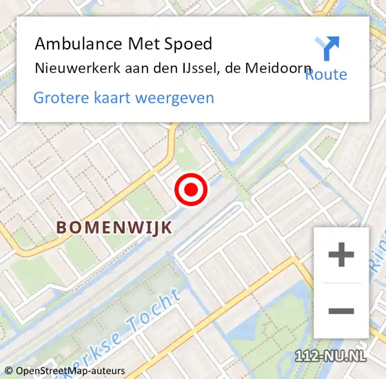 Locatie op kaart van de 112 melding: Ambulance Met Spoed Naar Nieuwerkerk aan den IJssel, de Meidoorn op 31 juli 2022 18:27