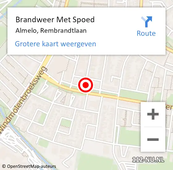 Locatie op kaart van de 112 melding: Brandweer Met Spoed Naar Almelo, Rembrandtlaan op 31 juli 2022 18:34