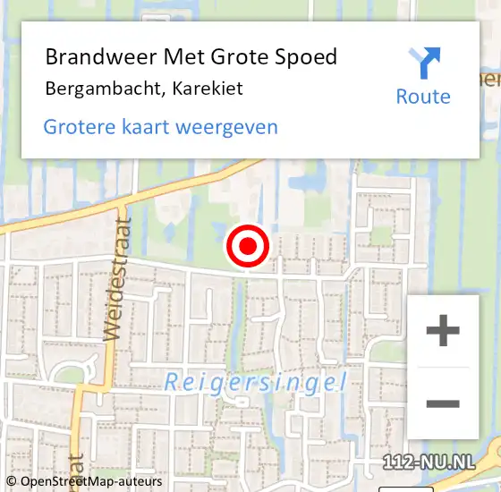 Locatie op kaart van de 112 melding: Brandweer Met Grote Spoed Naar Bergambacht, Karekiet op 31 juli 2022 19:48