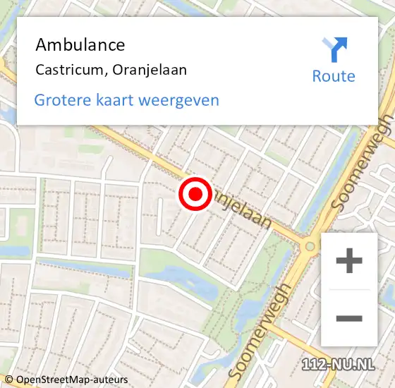 Locatie op kaart van de 112 melding: Ambulance Castricum, Oranjelaan op 31 juli 2022 19:49